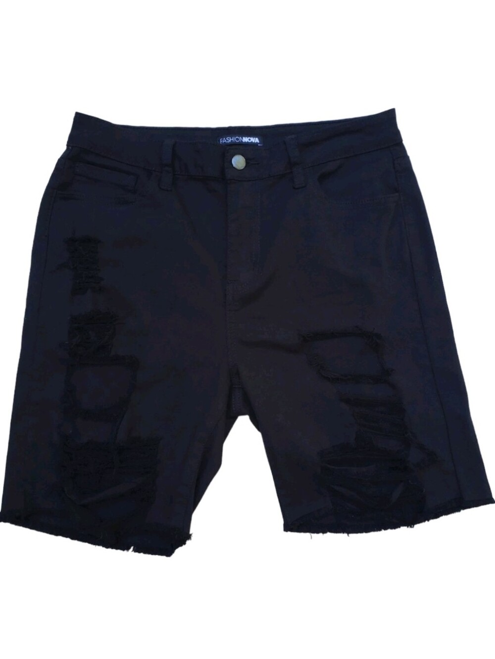 Fashion Nova Women’s Black Ripped Denim Shorts Size Medium